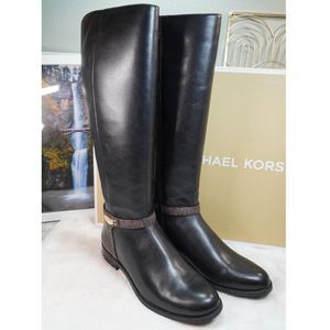 Michael Michael Kors Women's Finley Riding Boots - Black/MK Signature 9.5M